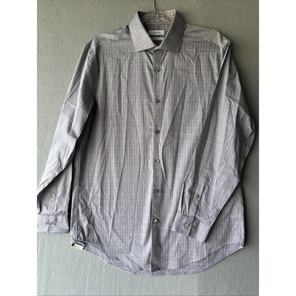 NWOT Calvin Klein Shirt Mens 16 32/33 Steel+ Slim Fit Stretch Non-iron - Picture 1 of 8